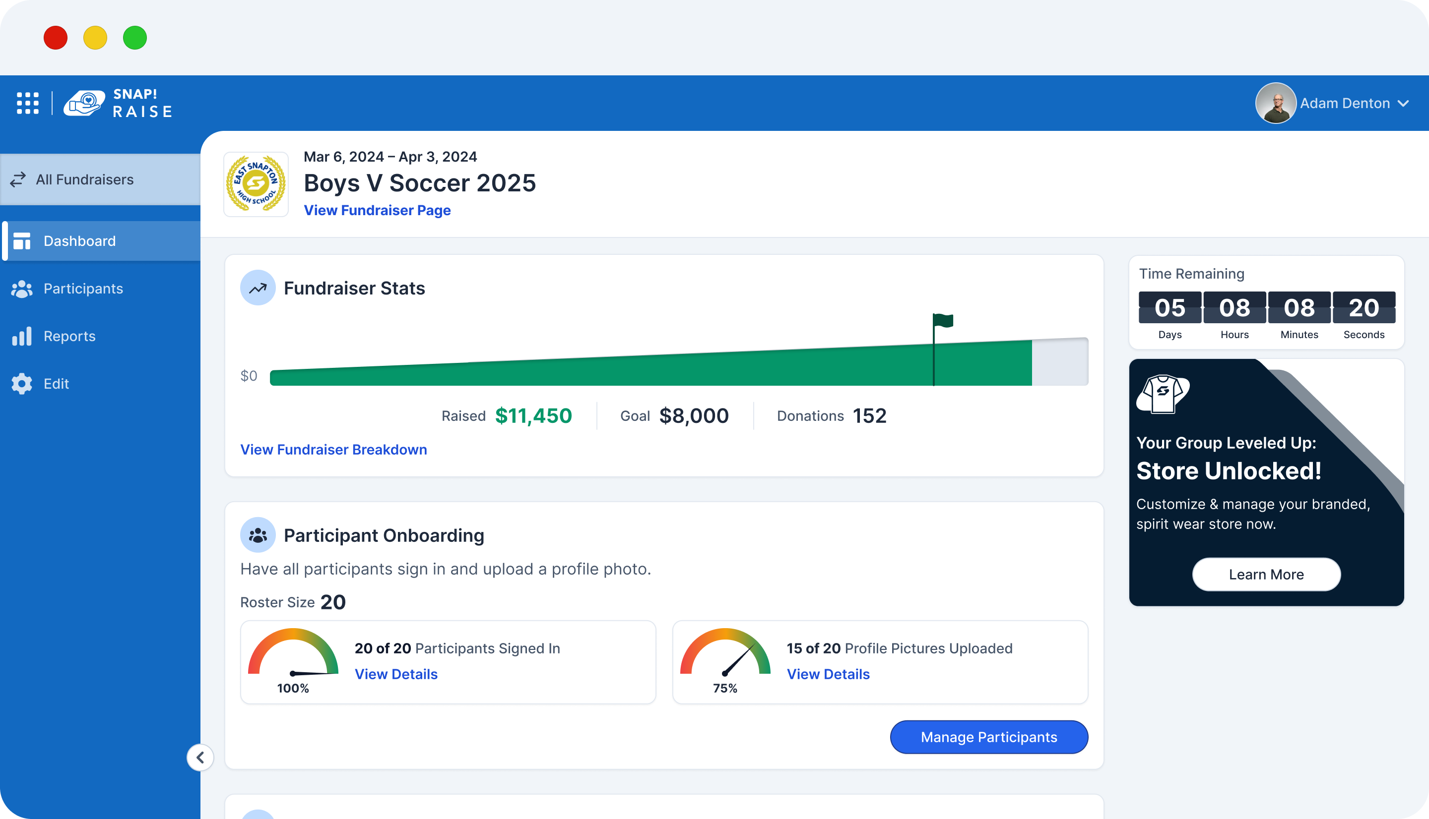 Snap! Raise Group Leader Coach Experience Dashboard