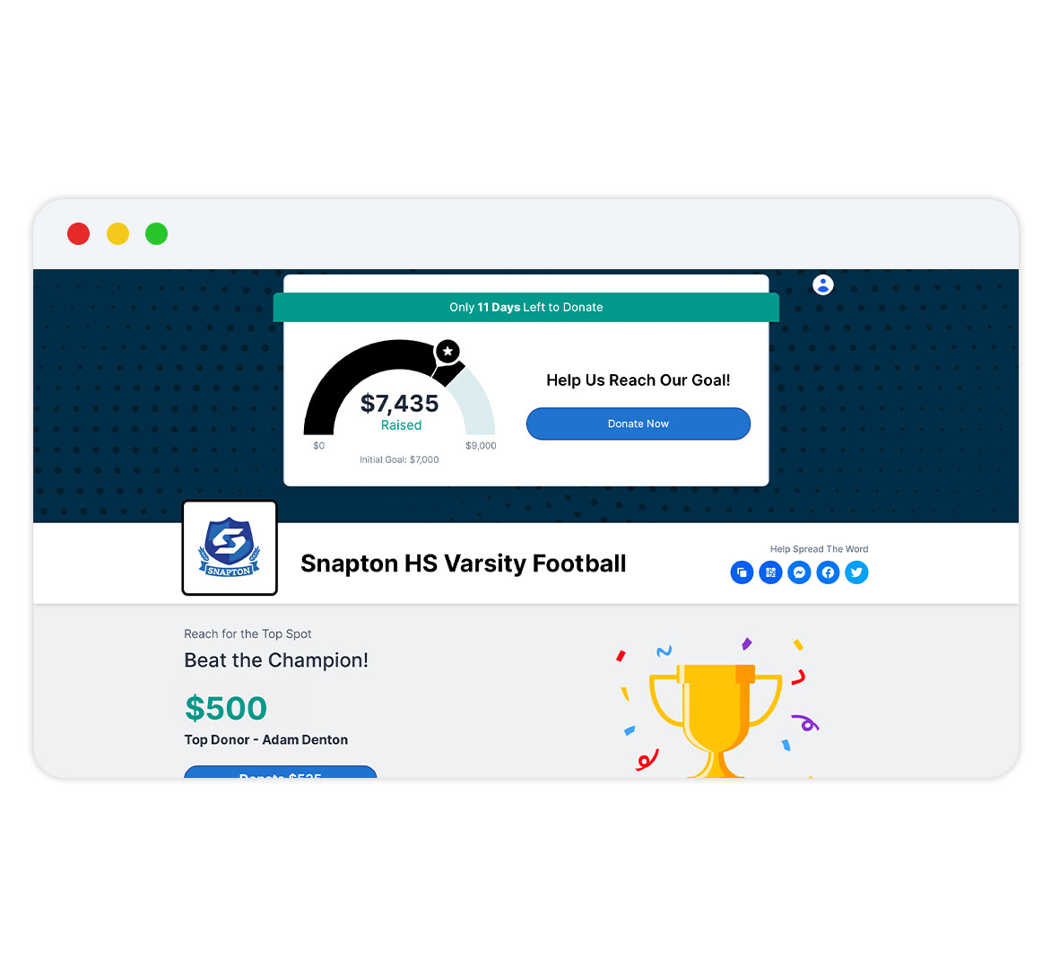 Snap! Raise online fundraising page